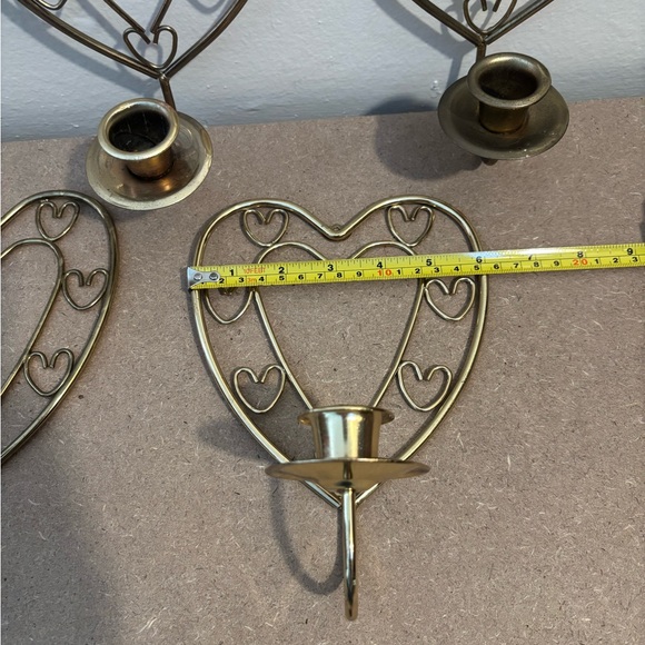 Vintage HANCO - Brass- Heart Candlestick Sconces - set of 4 - Picture 3 of 5